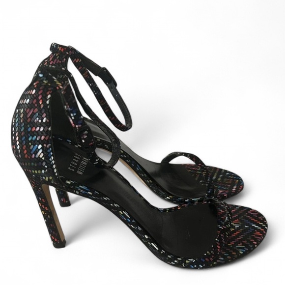 Stuart Weitzman 4” Heels Multicolor Suede Open Toe Iconic Nudist Ankle Strap 6.5 - Picture 5 of 11